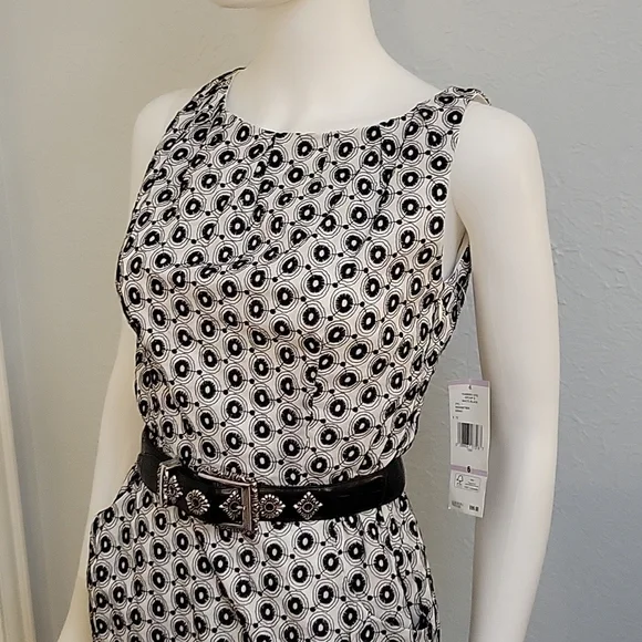 NINE WEST Monochrome Embroidered Eyelet Sleeveless Tank Grunge Dress - Picture 3 of 12